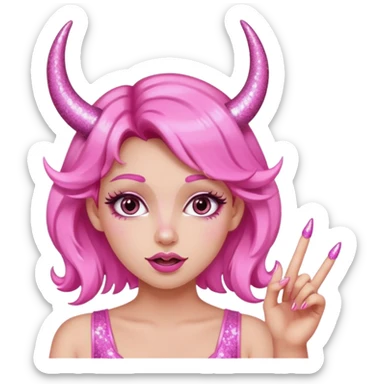 glitter pink girl naughty selfie glitter pink horns sticker