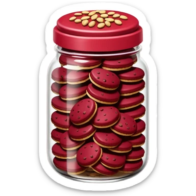 Haz un emoji de un tarro de galletas Red Velvet con pepitas de chocolate blanco sticker