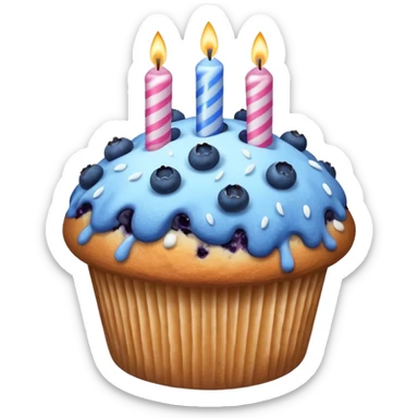 Blueberry Muffin celebrating birthday. Make sure it actually looks like a muffin with candles  sticker