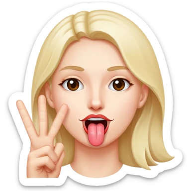 sticking out tongue with peace sign sticker