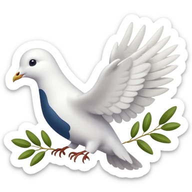 white dove holding an olive branch, symbolizing peace sticker