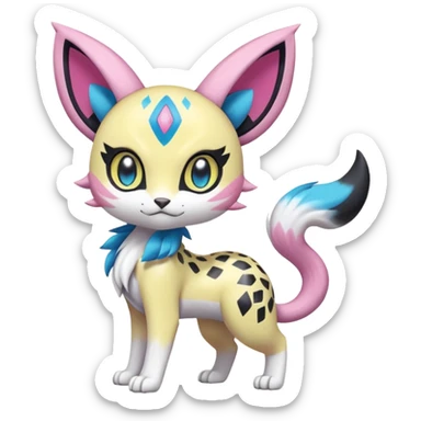 Shiny Soft Smooth Meloetta-Meicoomon-Gatomon-Liepard-Pokémon-Digimon-Fakémon-fusion-hybrid-creature sticker