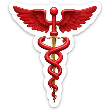 Red and detailed caduceus  sticker