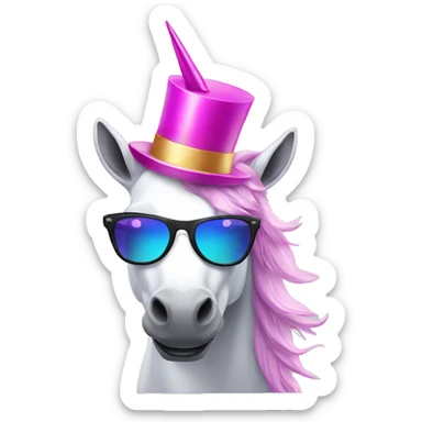 Unicorn with hat and sunglasses  sticker