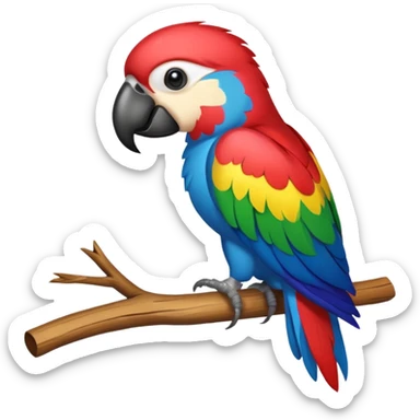 colorful parrot perched on a branch sticker