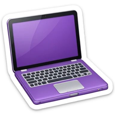Purple icon: a book with laptop. Minimal, web style. sticker