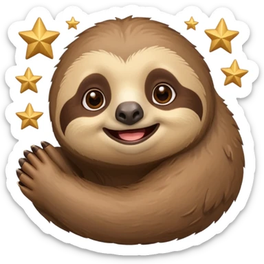 Perezoso que tenga dos  estrellas en los ojos  ósea que los ojos se conviertan en estrella y este sonriendo  tipo bimoji de iPhone pero de perezosos  sticker