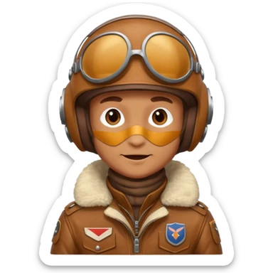 renard aviateur, casque en cuir vintage marron , écharpe blanche, blouson aviateur, sticker