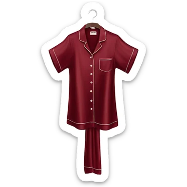 Luxury silk dark red pyjama on hanger sticker
