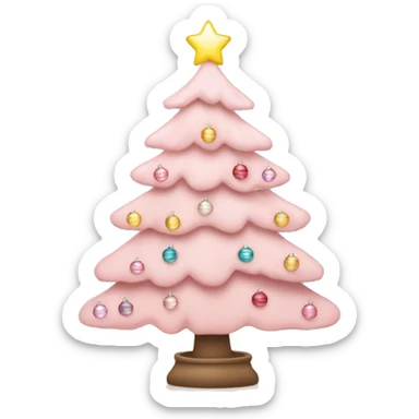 Light Pink Christmas tree with lights and ornaments sticker