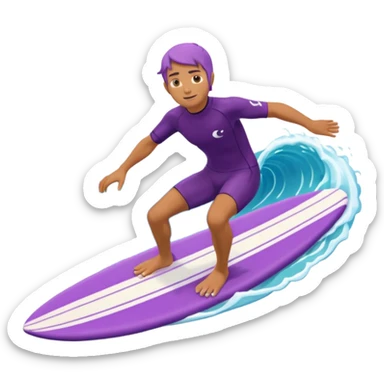 glitter surfer purple surf in wave ocean cian sticker