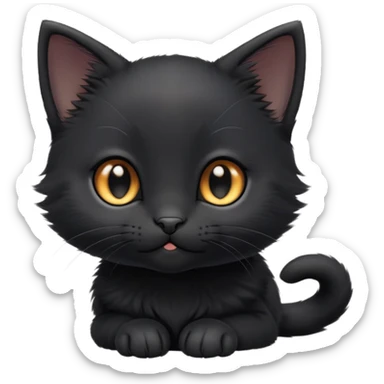 cinematic-cute-black-kitten-portrait-emoji,-head-tilted-playfully-and-inquisitively,-sleek-black-fur-with-subtle-hints-of-deep-gray,-simplified-yet-adorable-features,-highly-detailed,-glowing-with-a-warm,-friendly-glow sticker
