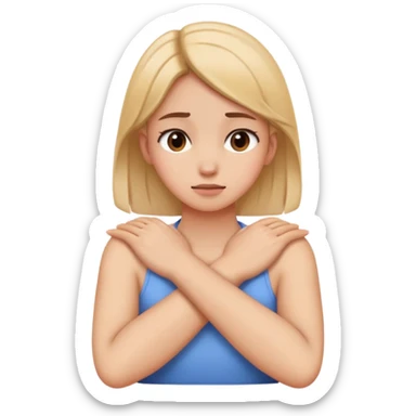 Girl grabbing her own neck with her hands crossed sticker