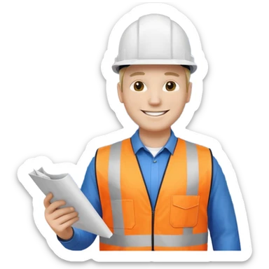 White helmet wearing man who is in civil engineering field visit sticker
