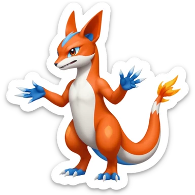 Veemon-Digimon-Latias-Peppercat-Pokémon-Flamedramon-fusion-animal-hybrid-creature, Full body  sticker