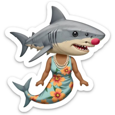 create me a slack emoji of a very old tiger shark dressed like a grandma sticker