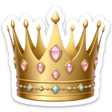 A luxurious golden crown with light pink accents and elegant details, featuring a prominent empty space  sticker