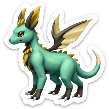 Shiny Iridescent Dusknoir-Cubone-Salandit-Leafeon-Fakémon-hybrid-creature (full body)  sticker