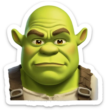 Shrek with lots of steam blowing out of his ogre ears sticker