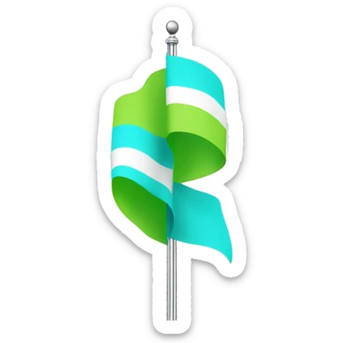 Cyan then lime then white horizontal tricolor flag sticker