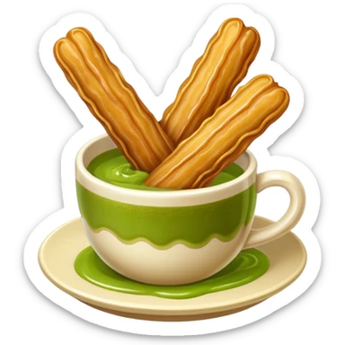 churros and matcha sauce sticker