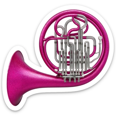 Double French horn with glitter and pink sticker
