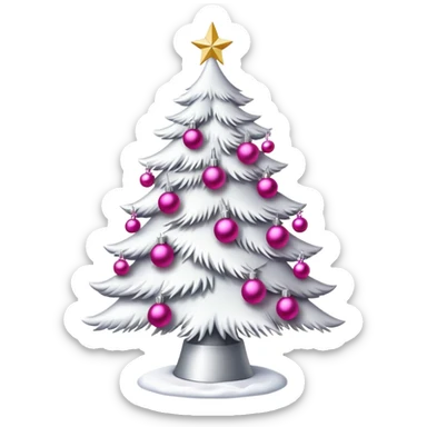 white Christmas tree with pink ornaments sticker