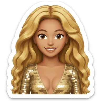 Beyonce Silhouette with long golden blonde hair, ivory sequin outfit  sticker