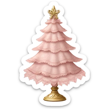 vintage rococo light pink christmas tree with lace and frills and bows sticker
