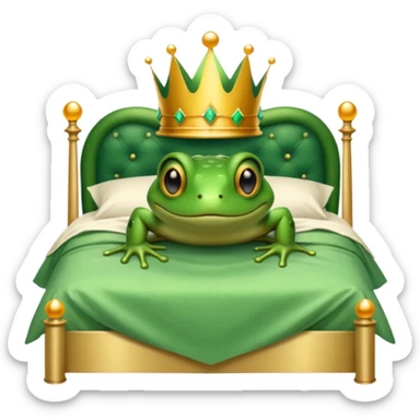 Frog with crown in a double bed  sticker