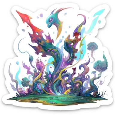  Epic painted artistic abstract complex detailed aesthetic-Fakémon-creature-scenery sticker