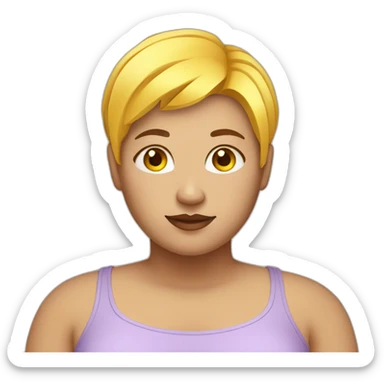 weight loss fat girl with yellow short hair and brown eyes sticker