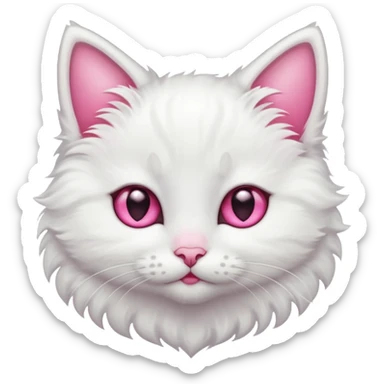 White kitten with pink heart eyes sticker