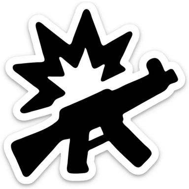 call of duty icon, stylized weapon and explosion, dynamic, energetic sticker