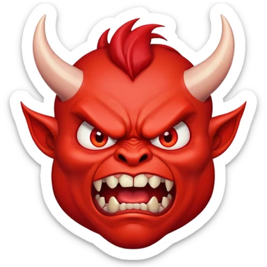 angry devil with red face, horns, and furious expression sticker