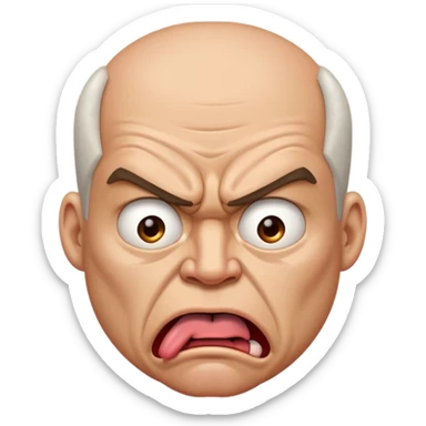 an angry face with his tounge sticking out sticker