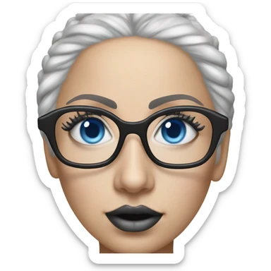 Hyper Realistic lady gaga rain on me blue eyes black glasses  sticker