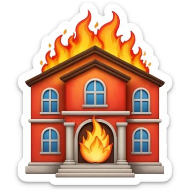 burning building with flames apple style emoji sticker