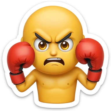 Angry emoji with boxing gloves sticker