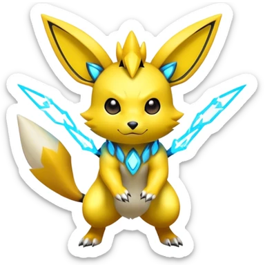 Shiny Futuristic Colorful Pichu-Raichu-Renamon-Zeraora-hybrid-creature sticker