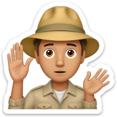 A photorealistic tourist is confused and scratching his head. There are 3 different paths ahead. sticker