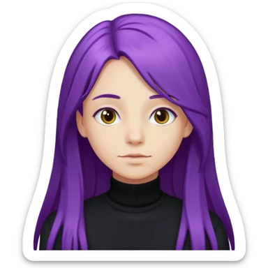 faz menos gótica mas com cabelo roxo comprido e camisola preto sticker