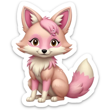 Anthropomorphic digitigrade Pastel beige and pastel Sakura-pink fox furry-Falvie-Fionbri-fursona sticker