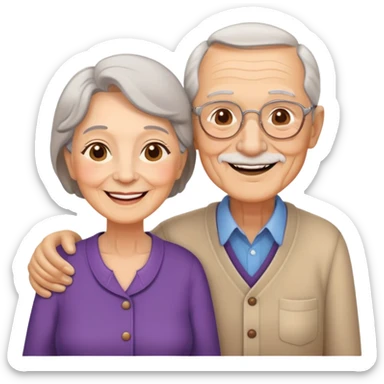elderly couple smiling, grandparents sticker