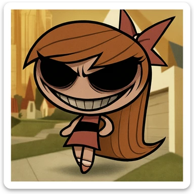 Make the eyes much darker and more menacing, and exaggerate the sinister grin for a truly scary, unsettling look. Add subtle shadowing around the eyes and mouth for extra intensity. Keep the picture quality and style exactly the same. No other changes. sticker