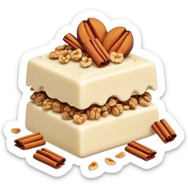 White chocolate with apple cinnamon and granola pieces in it sticker
