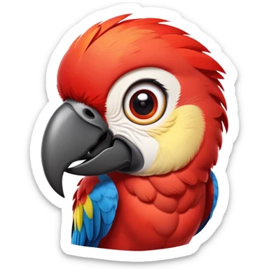 cinematic-cute-macaw-portrait-emoji,-head-tilted-playfully-and-inquisitively,-with-a-dazzling-red-plumage-and-round,-sparkling-eyes-filled-with-charm,-simplified-yet-irresistibly-adorable-features,-highly-detailed sticker