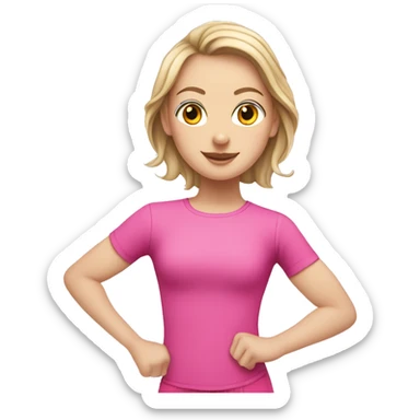 White Girl in pink t-shirt with print “MARIGYM” doing gymnastics  sticker
