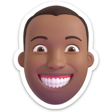 smiling black man with big teeth, standard male haircut, oval face, Rio de Janeiro theme, no glasses, carioca sticker