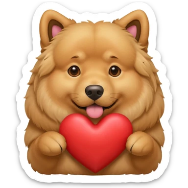 Golden Retriever/Chow Chow mix holding a large heart in its mouth (modeled after the dog image attached) sticker